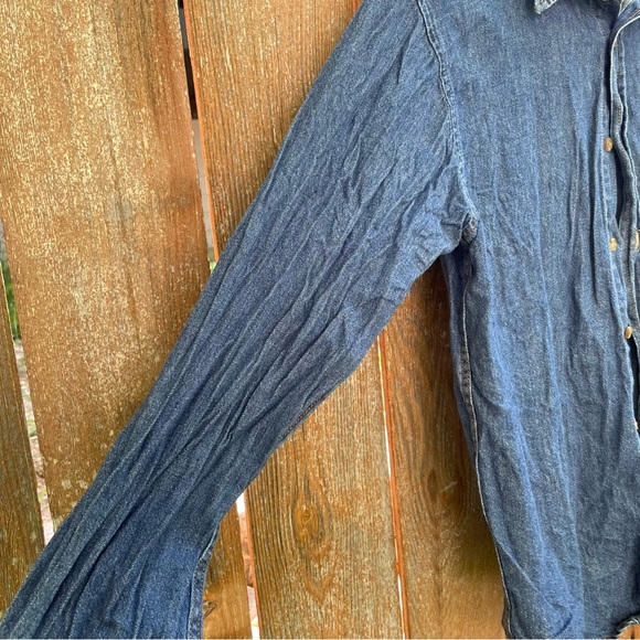 WRANGLER Boys Classic Blue Denim Shirt Long Sleeve Button Down Size 14 XL - Picture 6 of 10